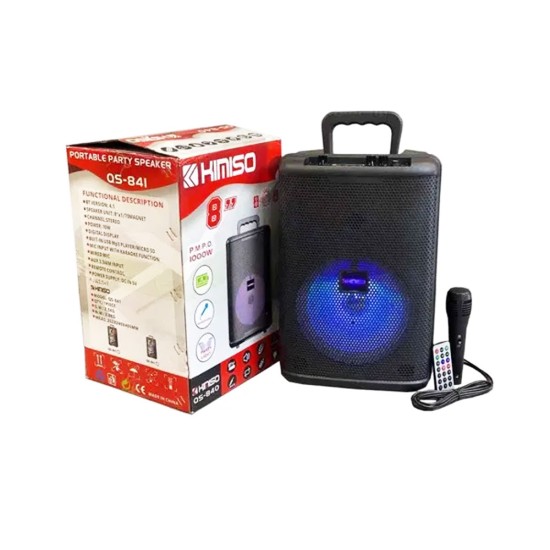 SPEAKER KIMISO QS-840/QS-841 8" WITH MICROPHONE AND REMOTE 